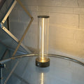 Slender LED glass light strip with magnetic mounting and USB charging cable