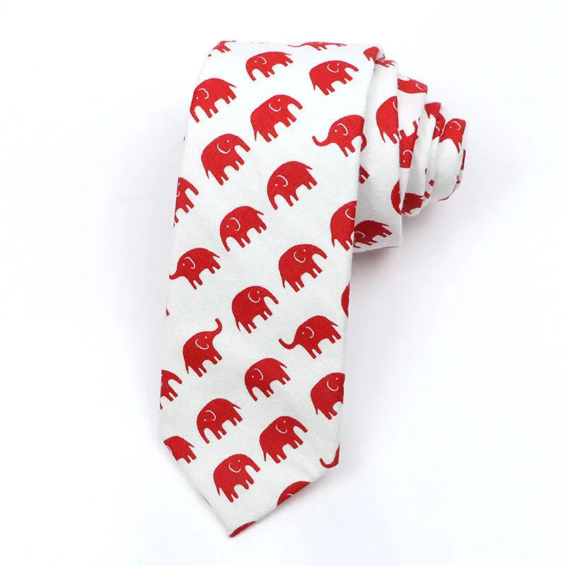 Narrow Korean-style cotton bow tie featuring a colourful cartoon print pattern.