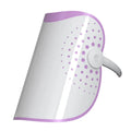 White and purple photon beauty mask with plug-in power cord for home light therapy treatments