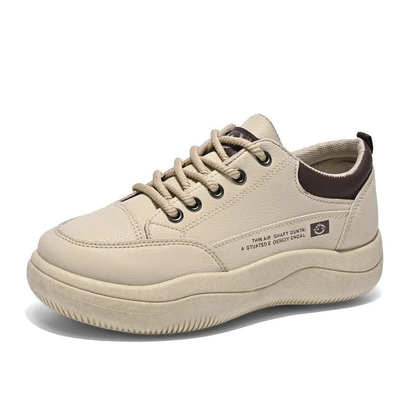 Women's white Korean style low top pumps with round head, cross straps, and rubber sole