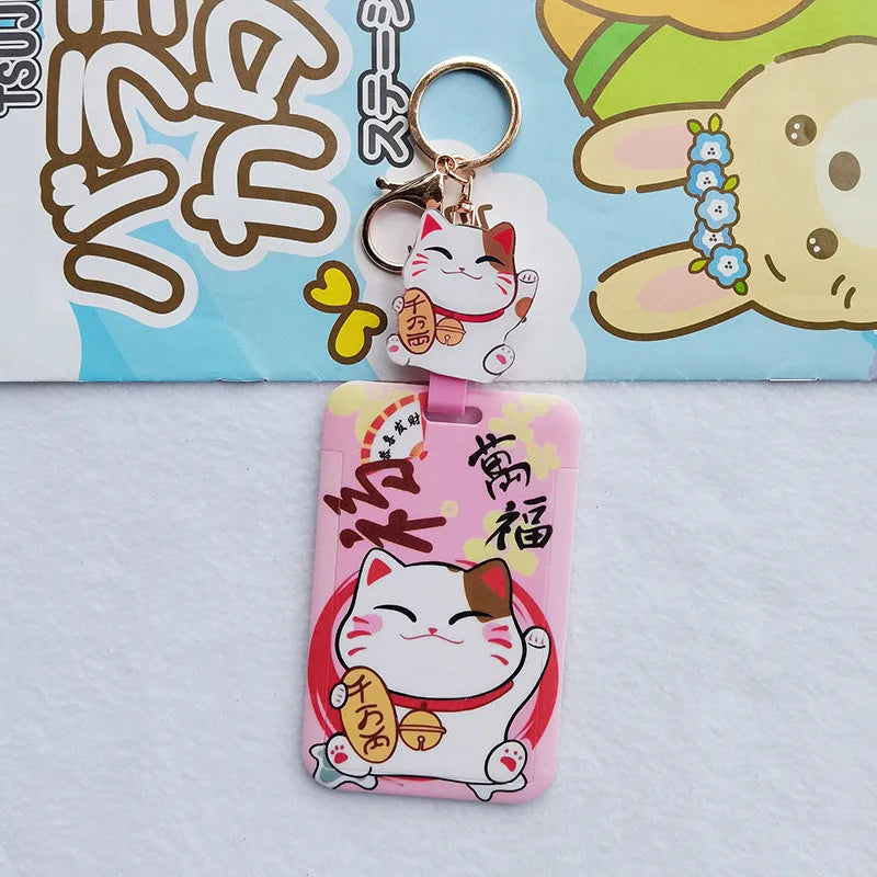 Lucky Cat plastic card sleeves with ferrule pendant in cartoon style designs