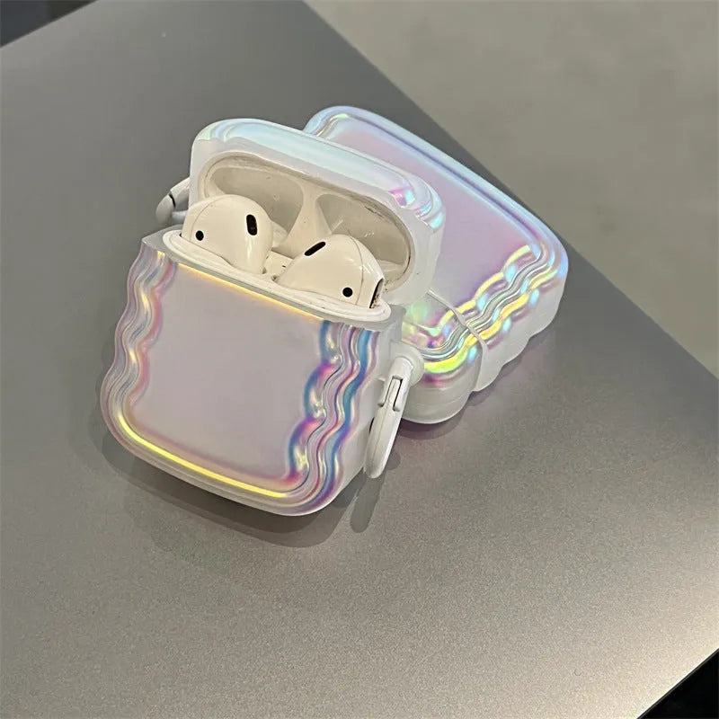 Silicone AirPods case with magic laser pattern design for multiple Apple AirPods models