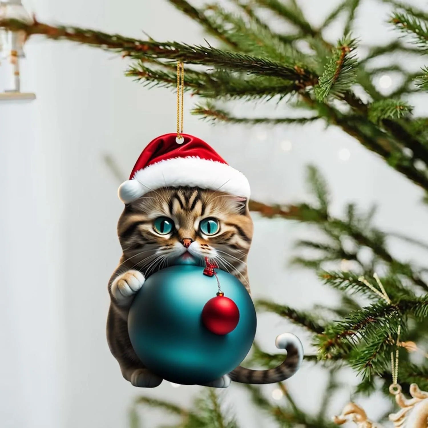 Christmas creative kitty car hanging ornament in acrylic material for vehicle interior decoration