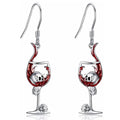 Halloween skull wine glass earrings in zinc alloy with electroplated geometric design
