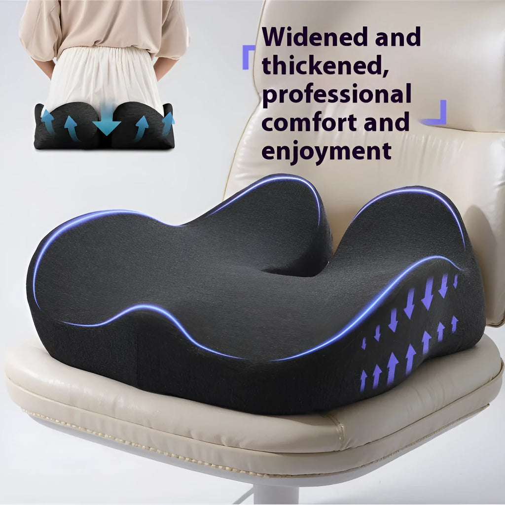 Office memory foam chair cushion in light grey colour showing rectangular shape