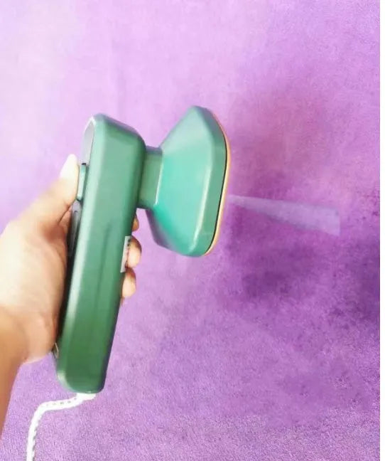 Dark green portable hanging ironing machine with ceramic panel and handheld design