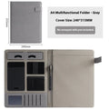 A4 leather business folder in black with pen and notepad options for office use
