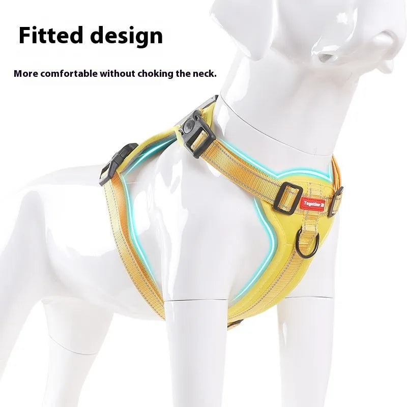 Adjustable dog harness and lead set in various colours with chest strap design