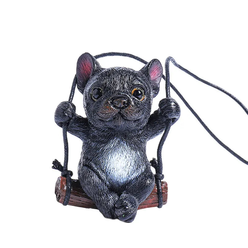 Resin bulldog car hanging ornament for rearview mirror in multiple colour options