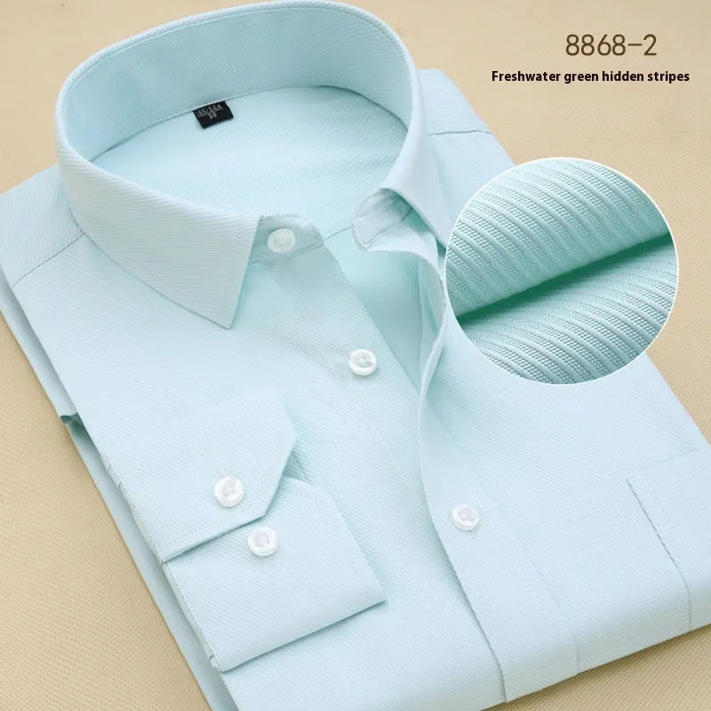 Men's black long sleeve business shirt in slim fit cotton cardigan style