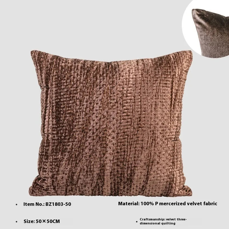 Antique-style quilted cushion with mercerized velvet embossing point texture in green, red, mocha, or orange