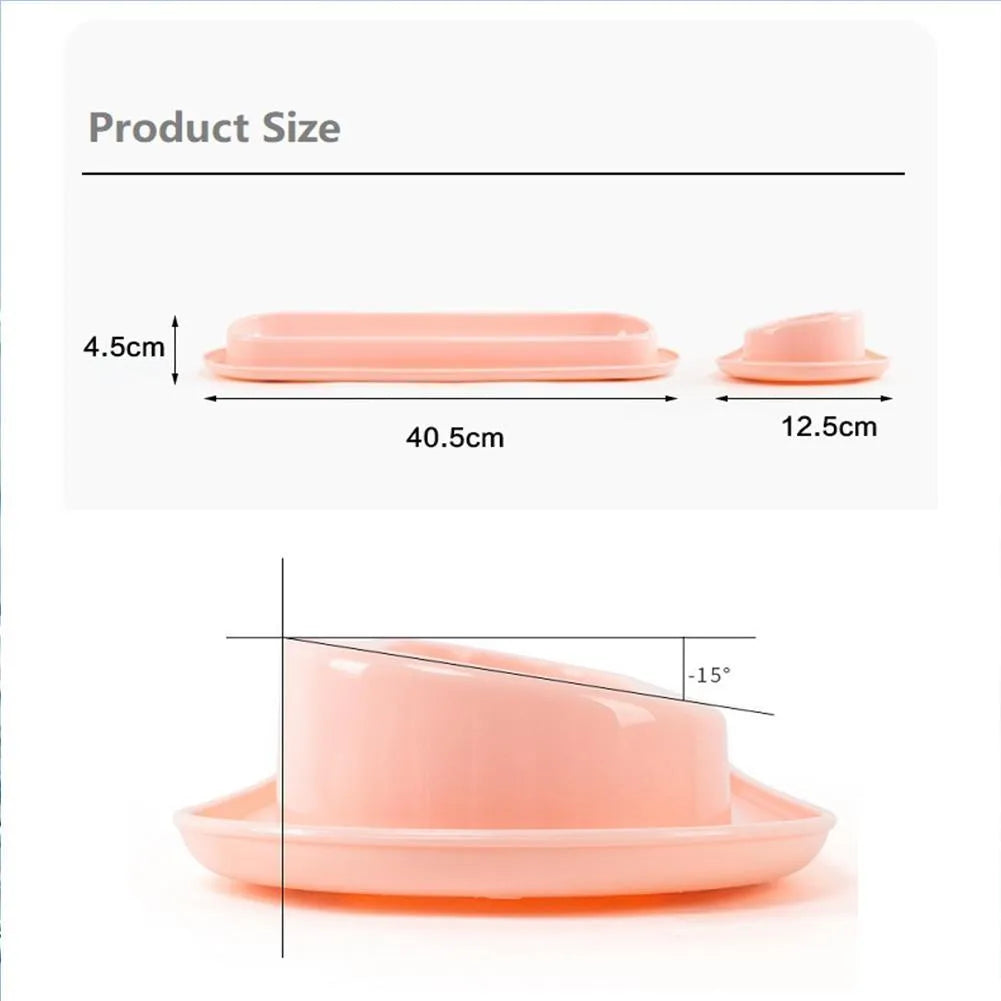 Green, pink, and yellow leakproof pet bowls with anti-slip bases for cats and dogs.
