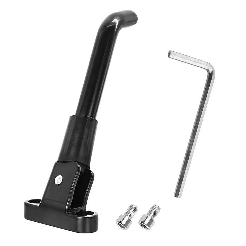 Aluminium alloy electric scooter foot brace accessory in black, white and grey colours with hex wrench