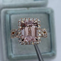 Geometric rose gold alloy ring with electroplated finish shown in various angles