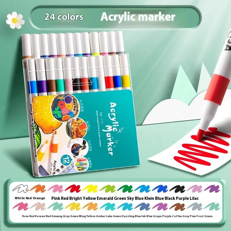 Plastic acrylic marker pen set with multicolour options in packaging box