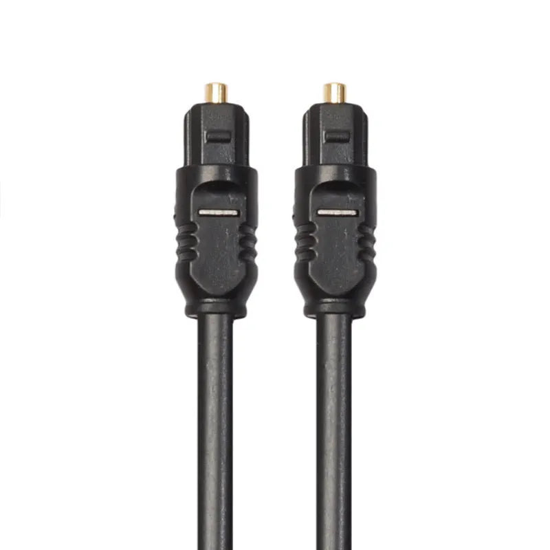 Black 2 metre Toslink digital optical audio cable with square mouth connectors