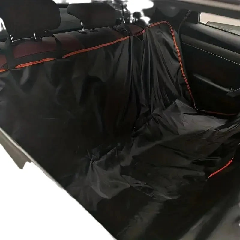 Black fabric pet anti-fouling pad for car rear seats with adjustable strap for dogs