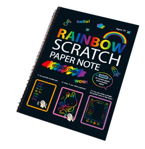 Large 26x19cm children's scratch art paper with scraping tool for DIY creative painting
