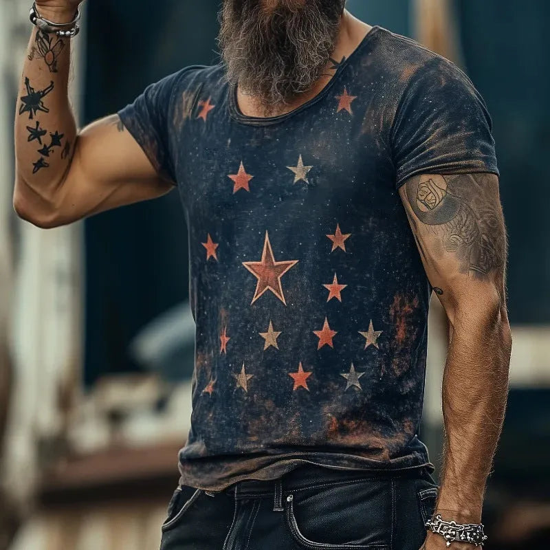 Loose fit short sleeve t-shirt with a creative 3D art retro pattern design