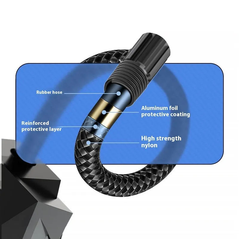 Black portable electric tyre inflator with digital display for vehicle tyre pressure maintenance