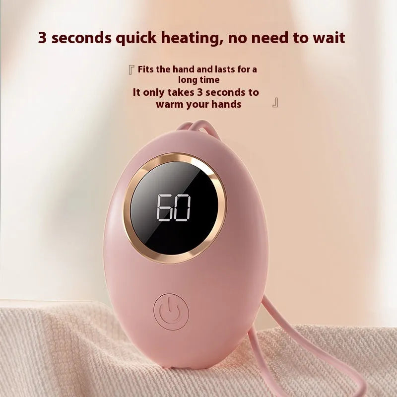 USB-powered hand warmer power bank with digital display in one of six colour options