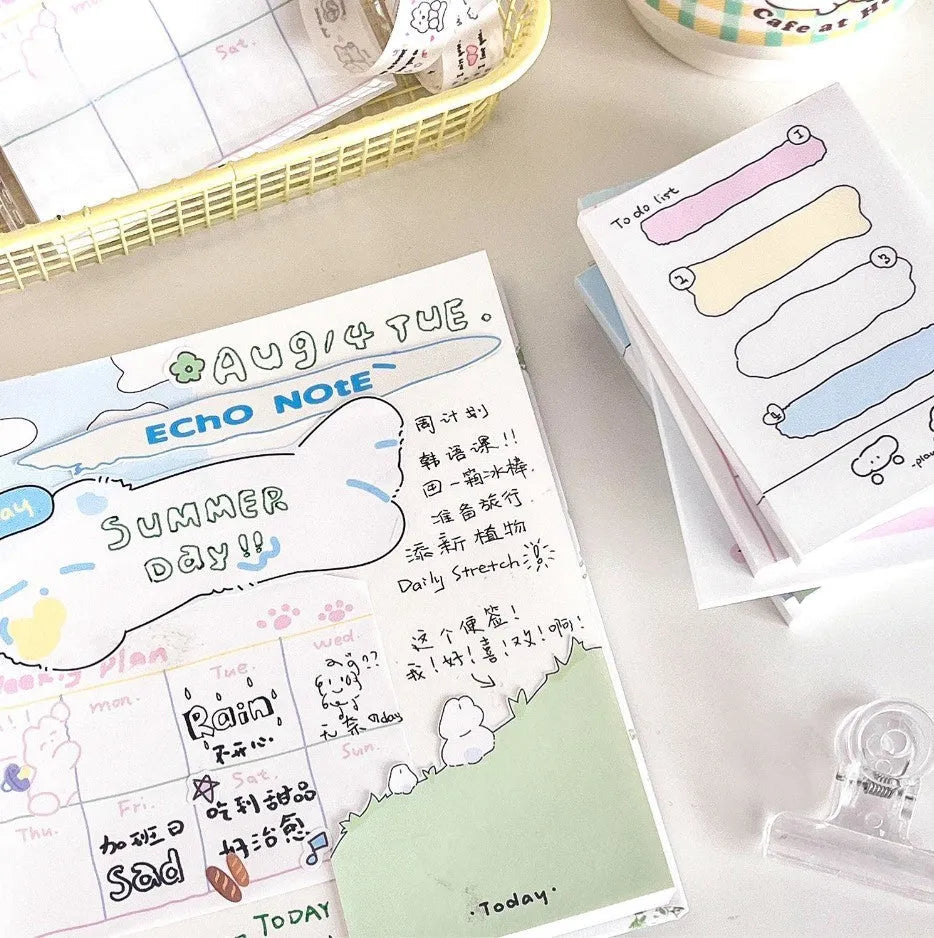 Cartoon hand account collage sticky notes in six styles with three size options