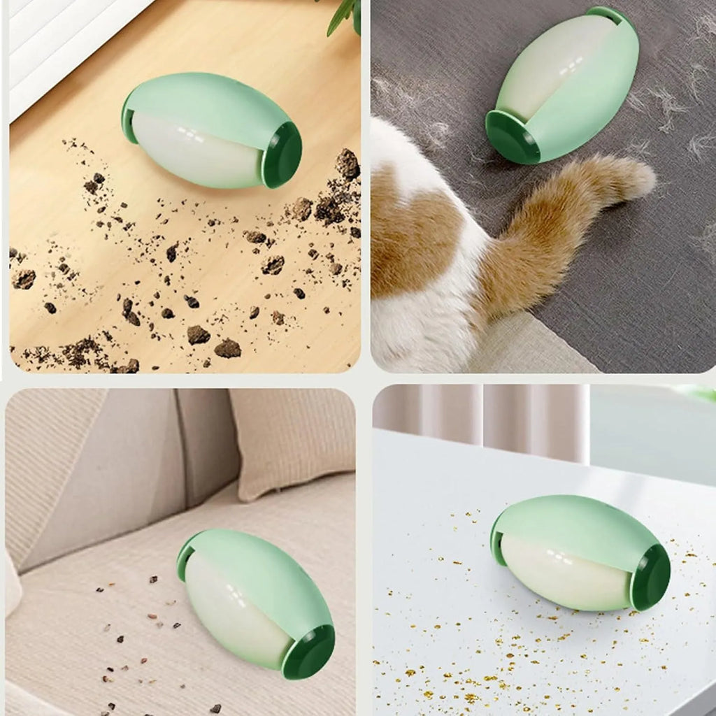 Green and white washable reusable gel lint roller ball for pet hair removal from clothes and furniture