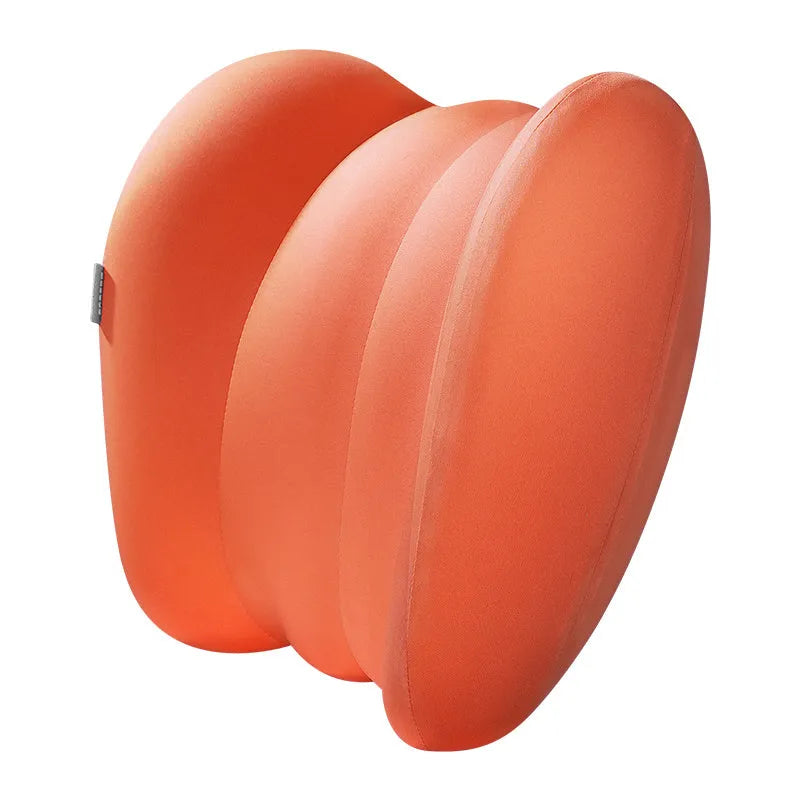 Grey and orange car pillows for head and lumbar support with memory foam filling