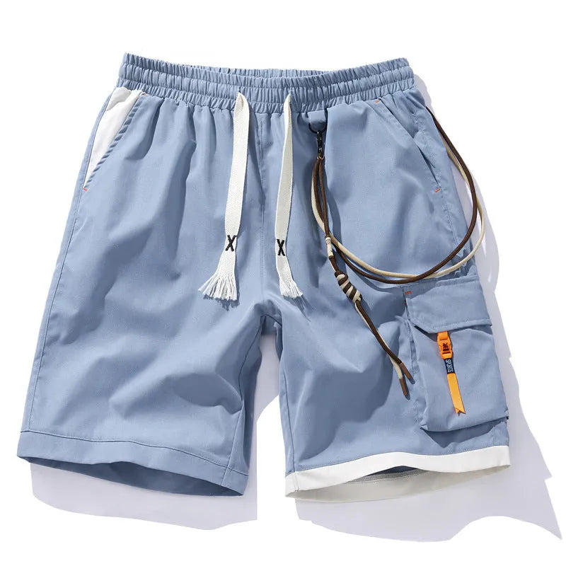 Men's plus size bamboo fibre shorts in straight-leg cropped style with high elasticity waistband