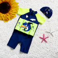 Child's blue Shark Boy cartoon print buoyancy swimsuit for pool early education