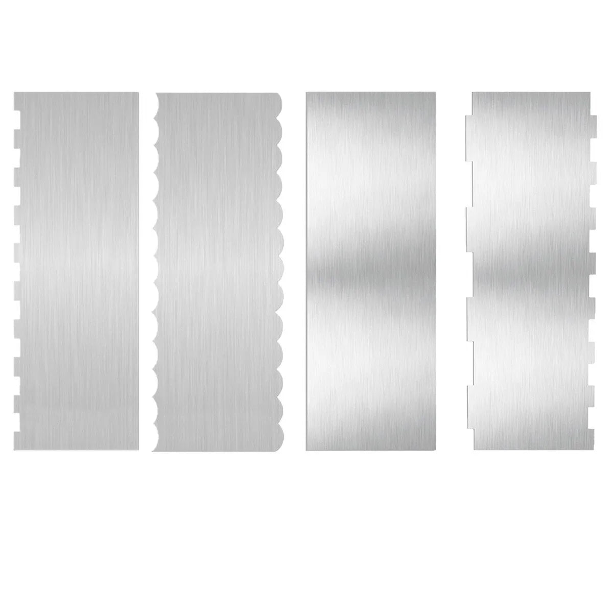 Stainless steel cake cream scraper with six different polygon pattern edges for decorating