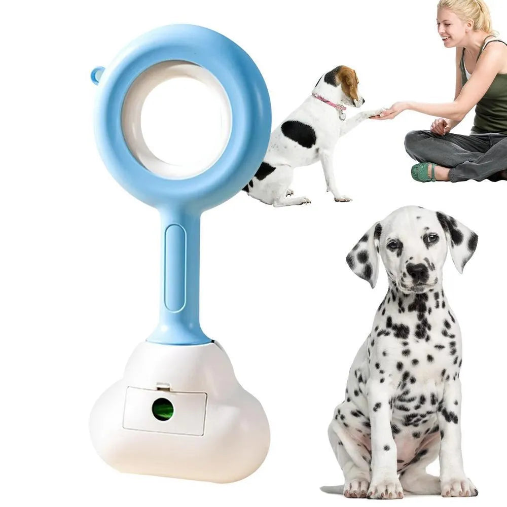 Blue ABS plastic dog pooper scooper with cloud-shaped jaw design for outdoor waste collection