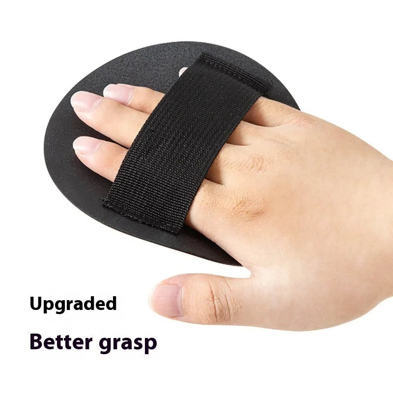 Round cake format finger-style bath cleaning gadget with textured rubber surface for women's personal hygiene