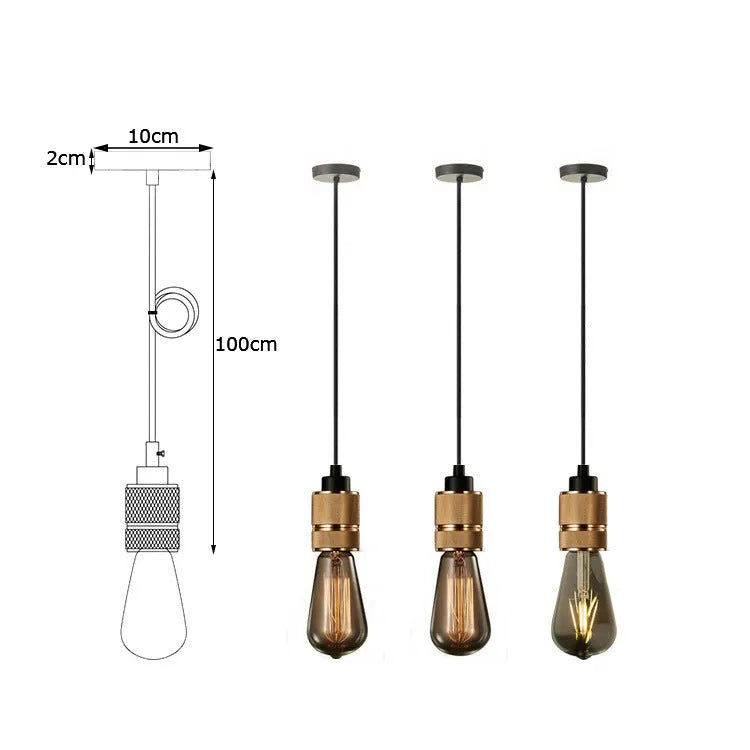 DIY retro ceiling light chandelier assembly kit components showing braided cord and electroplated lamp holder