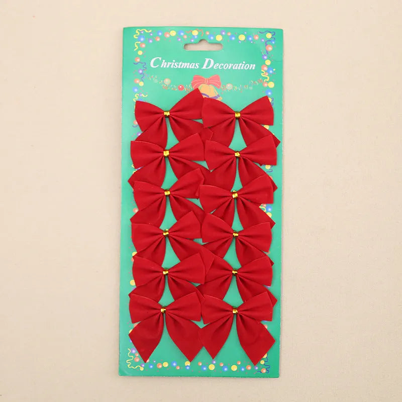 5 cm polyester Christmas bow ornament in gold, red, red gold, or silver colours for tree decoration