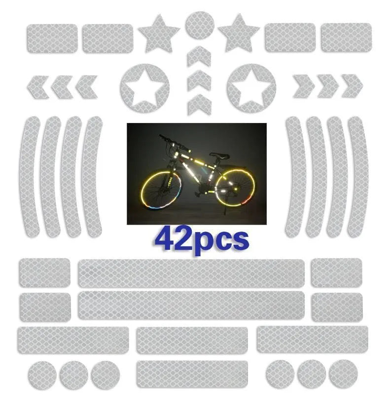 Bicycle night reflective grid pattern warning tape in four colour options showing geometry designs