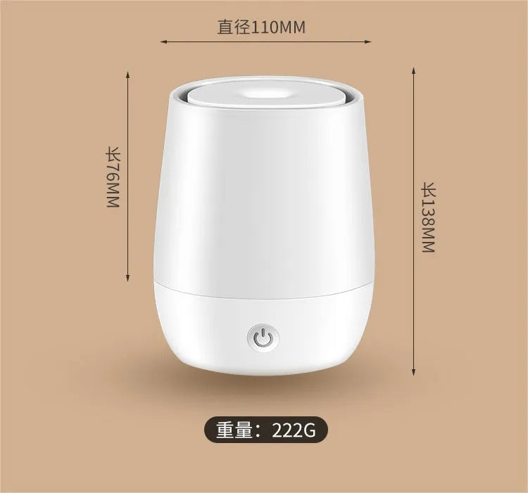 White mini USB flame humidifier aromatherapy machine with LED flame simulation effect