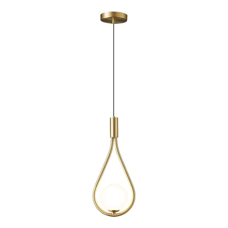 Copper modern minimalist bedside chandelier with 220V voltage showing three colour cover options