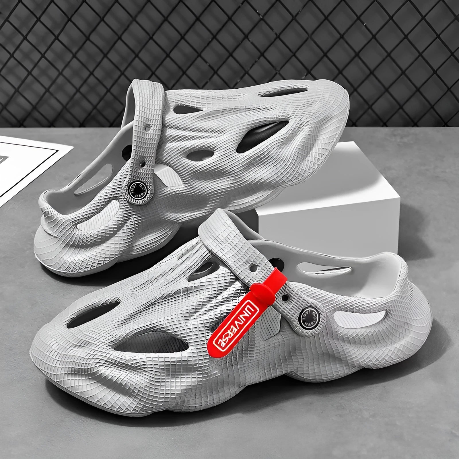 EVA foam coconut slippers in black, grey, khaki, and white colours with closed toe design for beach and home use