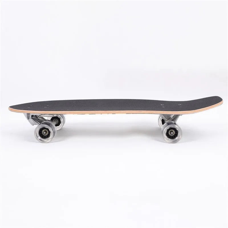 White 31-inch maple wood street scooter skateboard for urban commuting