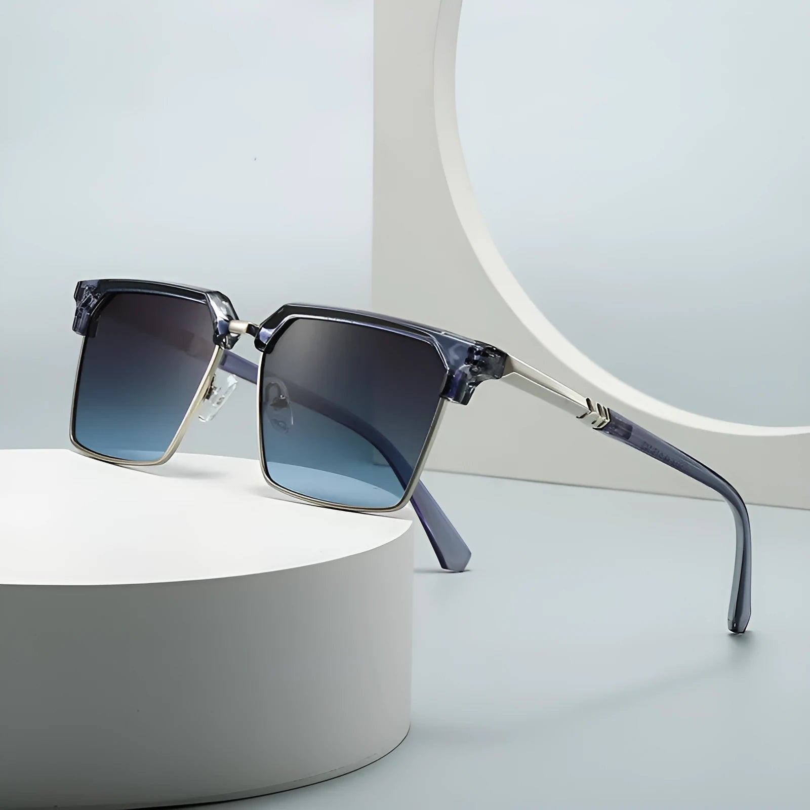 Men's square sunglasses with plastic box frame in multiple colour options