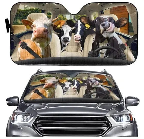 Telescopic aluminium foil car sun shield for front windscreen installation.