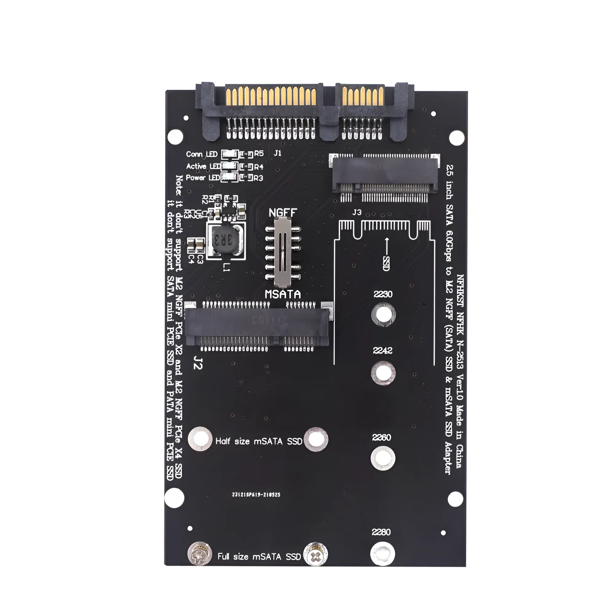 SATA3 to M2 NGFF MSATA SSD adapter card in black or blue colour