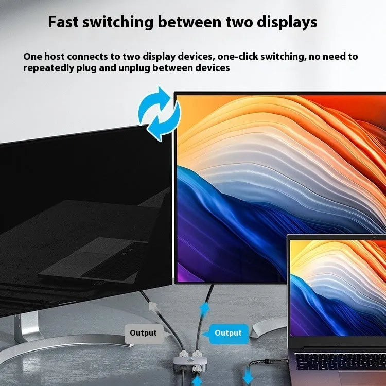 Grey alloy HD audio video cable separator for television line conversion with computer distributor