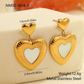 Women's heart-shaped stainless steel earrings with 18K gold electroplating