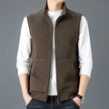 Casual sleeveless men's waistcoat vest in a polyester blend fabric, shown in a neutral colour.