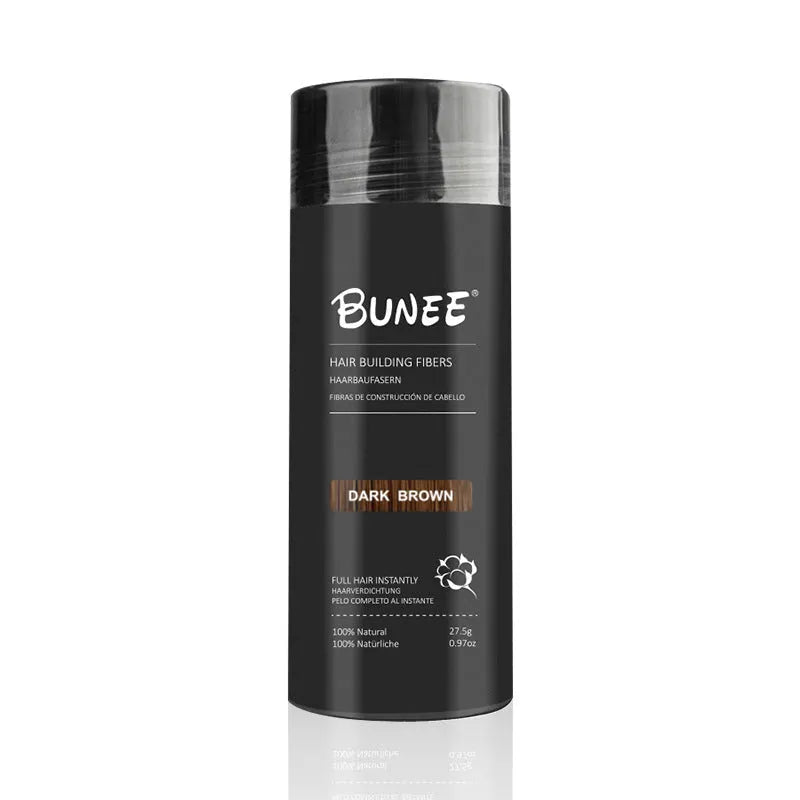 Boxed three-piece hair fibre powder set for thinning hair in multiple natural shades