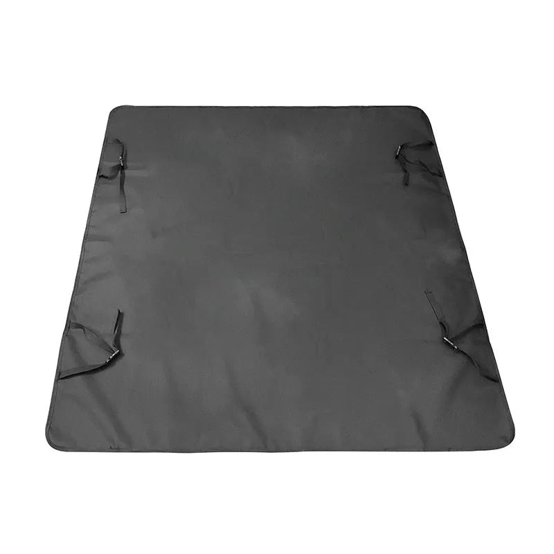 Dog car seat protection mat covering rear vehicle seat with water and dirt resistant cloth material