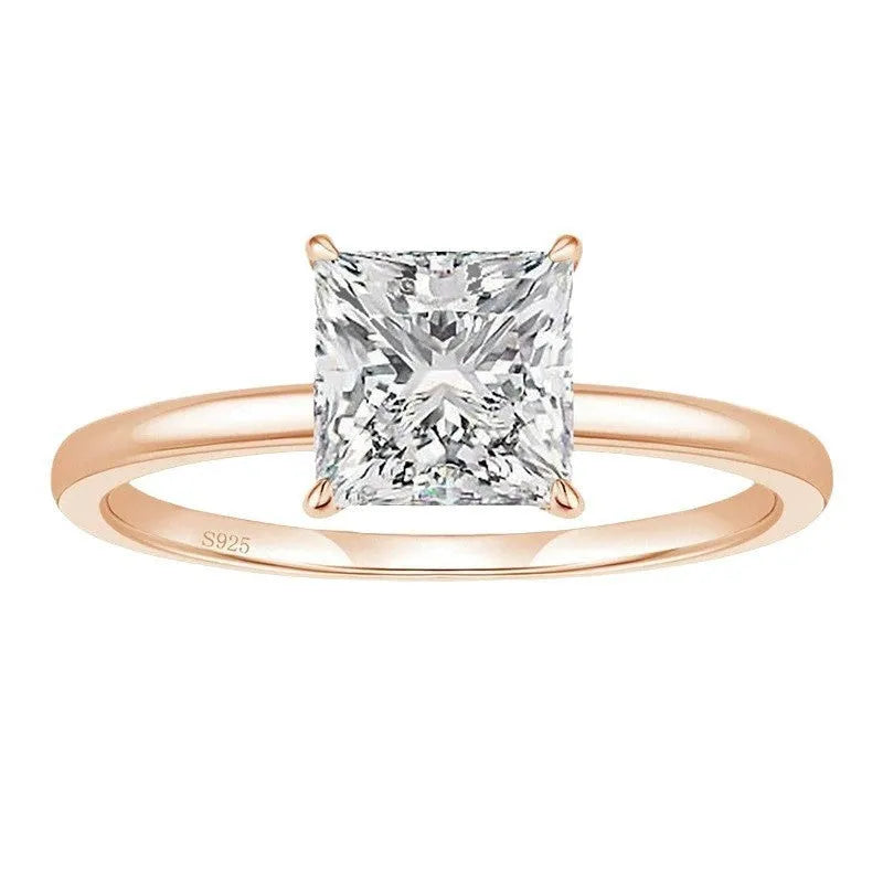 Simple geometric 925 sterling silver women's ring in a choice of gold, rose gold, or silver finish.