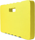 Blue EVA foam garden kneeler pad on grass, showing its rectangular 45cm by 28cm size.